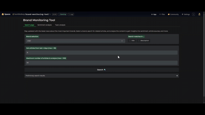 brand monitoring tool in action